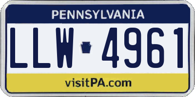 PA license plate LLW4961