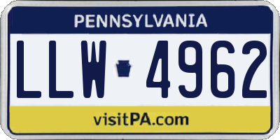 PA license plate LLW4962