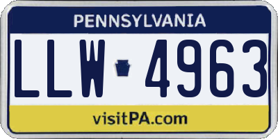 PA license plate LLW4963