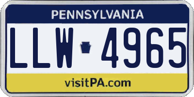 PA license plate LLW4965