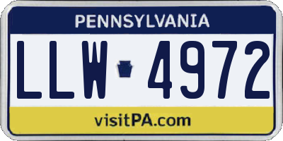 PA license plate LLW4972