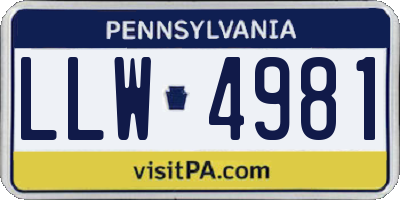 PA license plate LLW4981