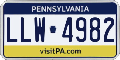 PA license plate LLW4982
