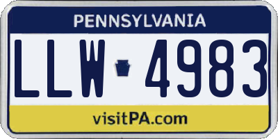 PA license plate LLW4983