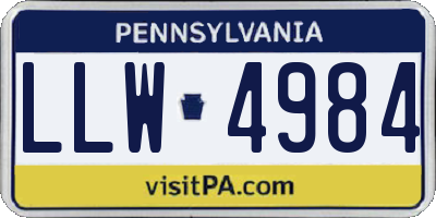 PA license plate LLW4984