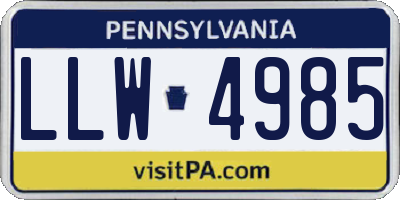 PA license plate LLW4985