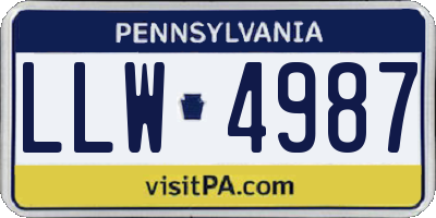 PA license plate LLW4987
