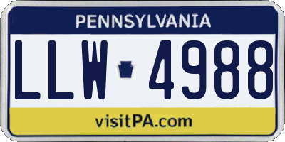 PA license plate LLW4988