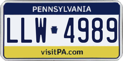 PA license plate LLW4989