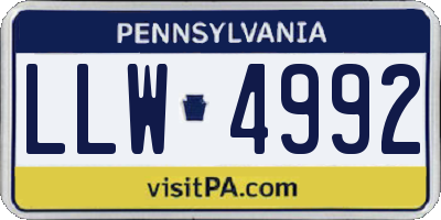 PA license plate LLW4992