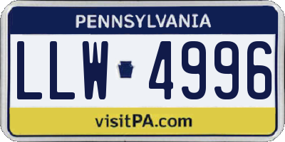 PA license plate LLW4996
