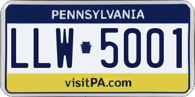 PA license plate LLW5001