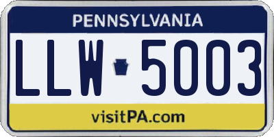 PA license plate LLW5003
