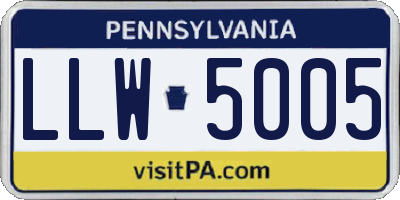 PA license plate LLW5005