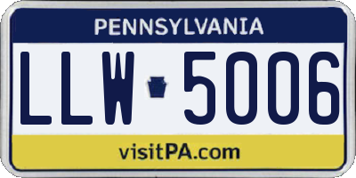 PA license plate LLW5006