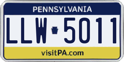 PA license plate LLW5011