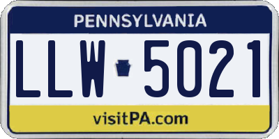 PA license plate LLW5021