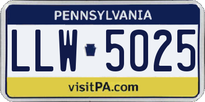 PA license plate LLW5025