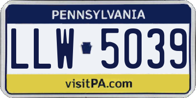 PA license plate LLW5039