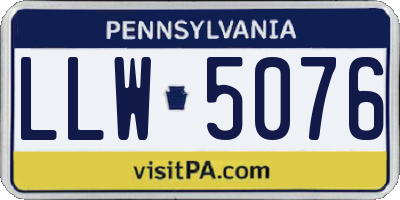 PA license plate LLW5076