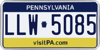 PA license plate LLW5085