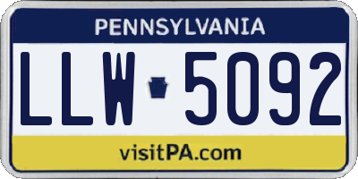 PA license plate LLW5092