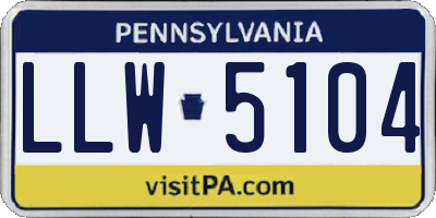 PA license plate LLW5104