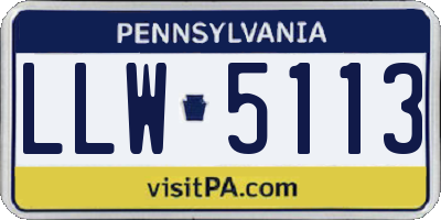 PA license plate LLW5113