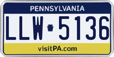 PA license plate LLW5136