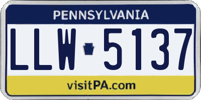 PA license plate LLW5137