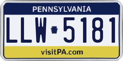 PA license plate LLW5181