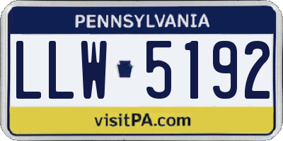 PA license plate LLW5192