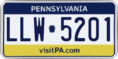 PA license plate LLW5201