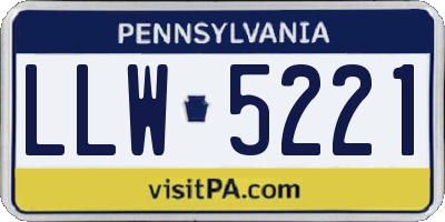 PA license plate LLW5221