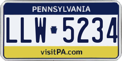 PA license plate LLW5234