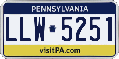 PA license plate LLW5251