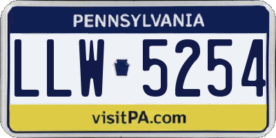 PA license plate LLW5254