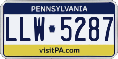 PA license plate LLW5287