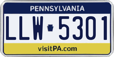 PA license plate LLW5301