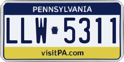 PA license plate LLW5311