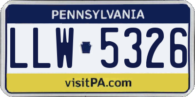 PA license plate LLW5326