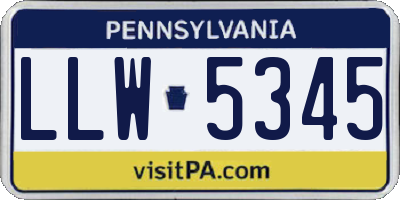 PA license plate LLW5345