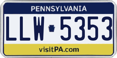 PA license plate LLW5353