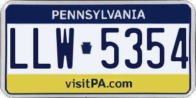PA license plate LLW5354