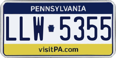 PA license plate LLW5355