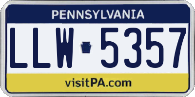 PA license plate LLW5357