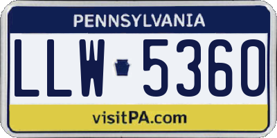 PA license plate LLW5360