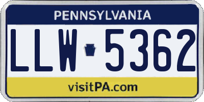 PA license plate LLW5362