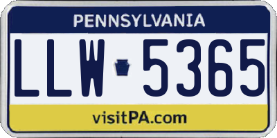 PA license plate LLW5365