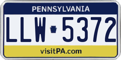 PA license plate LLW5372